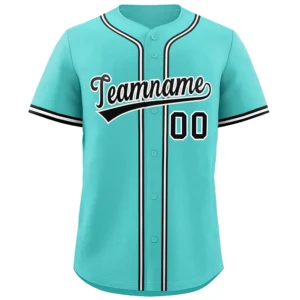 Personalized Name Number Logo Baseball Jersey - Aqua (Black Accents)