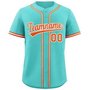 Personalized Name Number Logo Baseball Jersey - Aqua (Orange Accents)