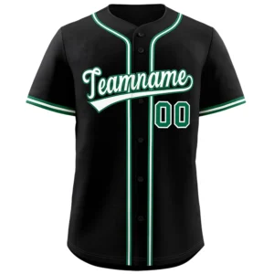 Personalized Name Number Logo Baseball Jersey - Black (Green Accents)