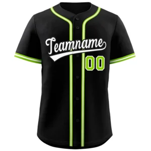 Personalized Name Number Logo Baseball Jersey - Black (Green & White Accents)