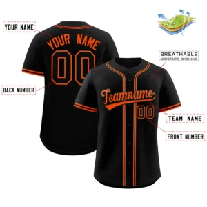 Personalized Name Number Logo Baseball Jersey - Black (Orange Accents)