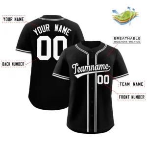 Personalized Name Number Logo Baseball Jersey -  Black (White Accents)