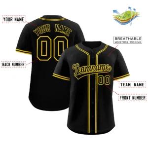 Personalized Name Number Logo Baseball Jersey - Black (Yellow Accents)