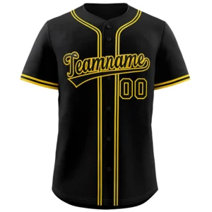 Personalized Name Number Logo Baseball Jersey - Black (Yellow Accents)