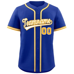 Personalized Name Number Logo Baseball Jersey - Blue (Yellow Accents)