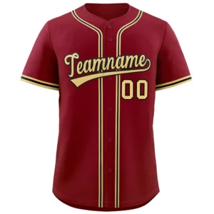 Personalized Name Number Logo Baseball Jersey - Crimson (Khaki Accents)