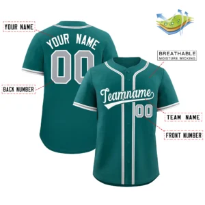 Personalized Name Number Logo Baseball Jersey - Green (Grey Accents)