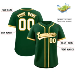 Personalized Name Number Logo Baseball Jersey - Green (White & Yellow Accents)