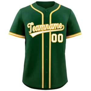 Personalized Name Number Logo Baseball Jersey - Green (White & Yellow Accents)