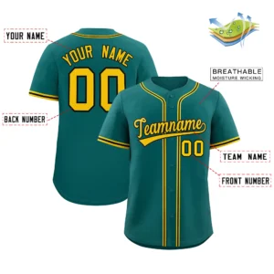 Personalized Name Number Logo Baseball Jersey - Green (Yellow Accents)
