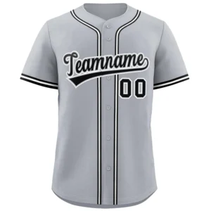 Personalized Name Number Logo Baseball Jersey - Grey (Black Accents)