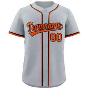 Personalized Name Number Logo Baseball Jersey - Grey (Orange Accents)