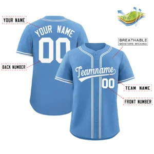 Personalized Name Number Logo Baseball Jersey - Blue (White Accents)