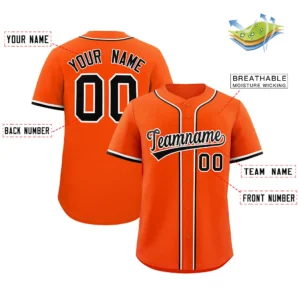 Personalized Name Number Logo Baseball Jersey - Orange (Black Accents)