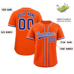 Personalized Name Number Logo Baseball Jersey - Orange (Blue Accents)
