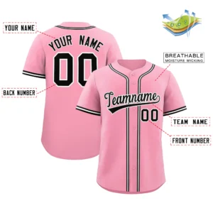 Personalized Name Number Logo Baseball Jersey - Pink (Black Accents)