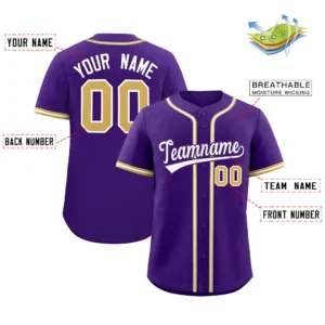 Personalized Name Number Logo Baseball Jersey - Purple (Khaki Accents)