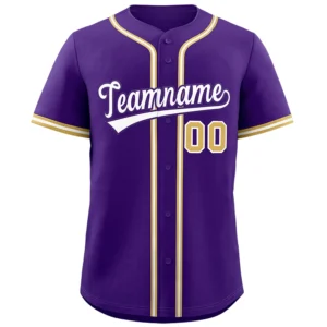 Personalized Name Number Logo Baseball Jersey - Purple (Khaki Accents)