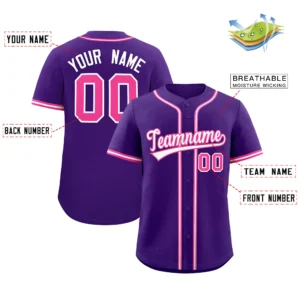 Personalized Name Number Logo Baseball Jersey - Purple (Pink Accents)