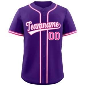 Personalized Name Number Logo Baseball Jersey - Purple (Pink Accents)