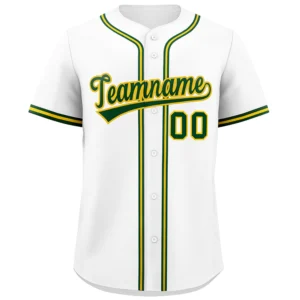 Personalized Name Number Logo Baseball Jersey -  White (Green & Yellow Accents)