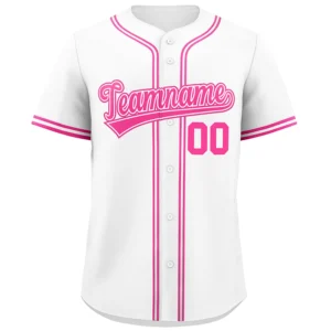 Personalized Name Number Logo Baseball Jersey - White (Pink Accents)