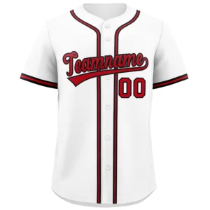Personalized Name Number Logo Baseball Jersey - White (Red Accents)