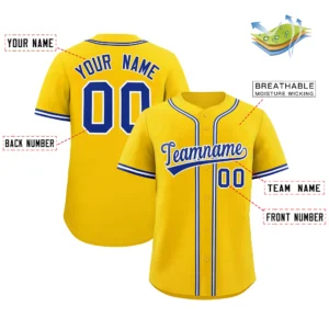 Personalized Name Number Logo Baseball Jersey - Yellow (Blue Accents)