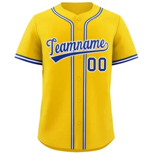 Personalized Name Number Logo Baseball Jersey - Yellow (Blue Accents)