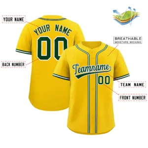 Personalized Name Number Logo Baseball Jersey - Yellow (Green Accents)