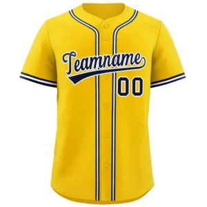 Personalized Name Number Logo Baseball Jersey - Yellow (Navy Accents)